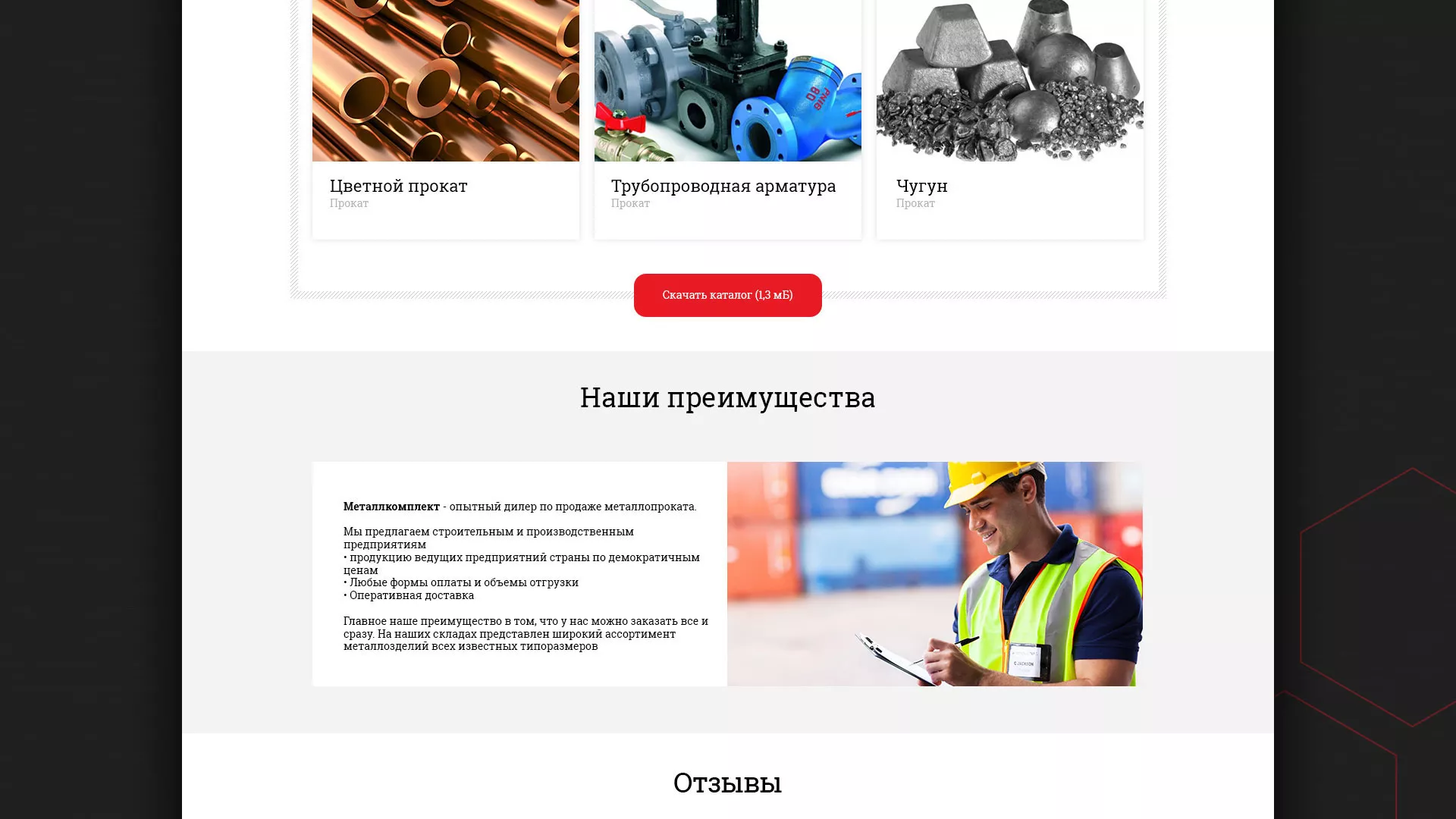 Разработка сайта по продаже металлопроката в Петергофе